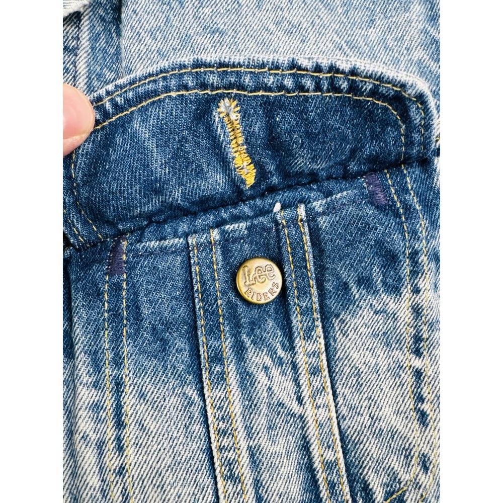 Vintage 80s Lee Riders 153438 USA Denim Trucker Jacket Medium Faded Distressed - Picture 9 of 14
